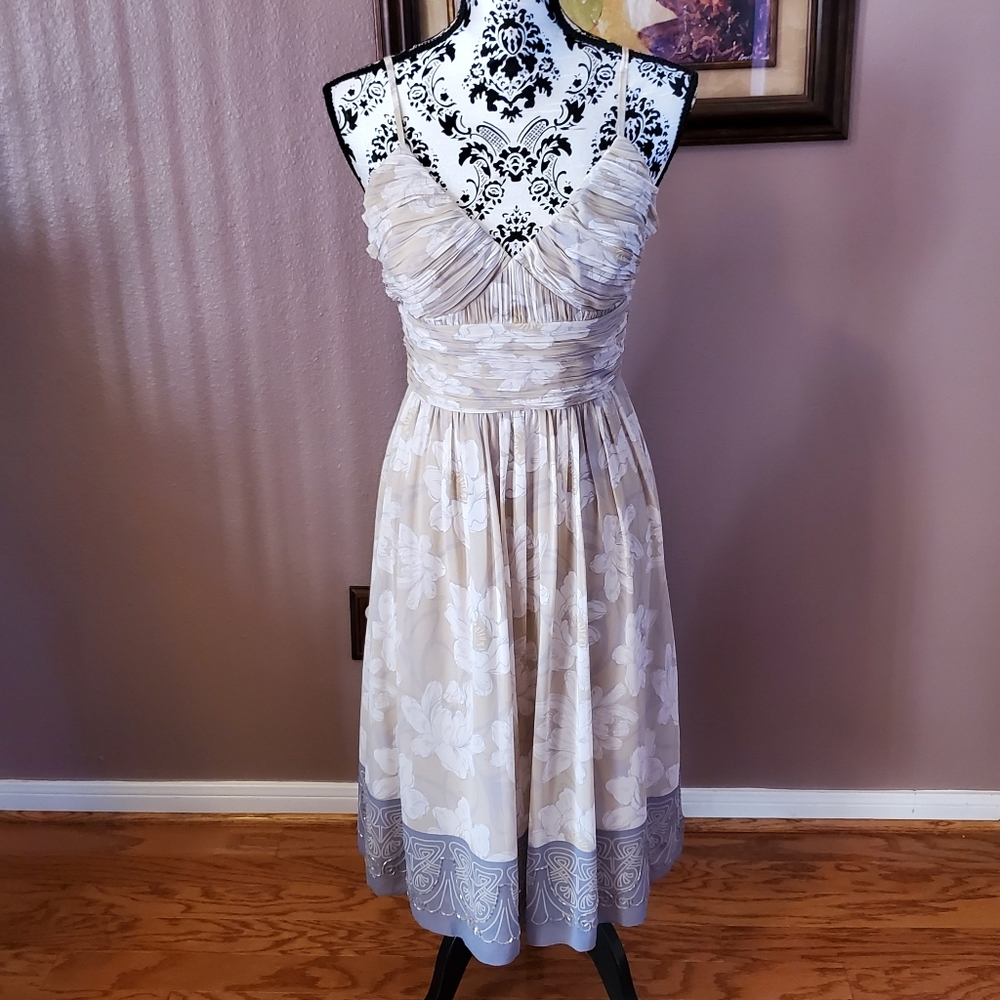 MAX & CLEO beaded floral silk chiffon dress size 4